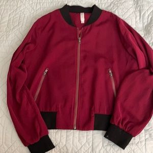 Crimson/Berry colored Bomber jacket with Black contrast, Women’s Medium